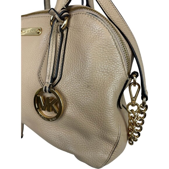 Michael Kors Satchel Handbag w Crossbody Chain Strap  Light Tan Leather - Picture 6 of 16
